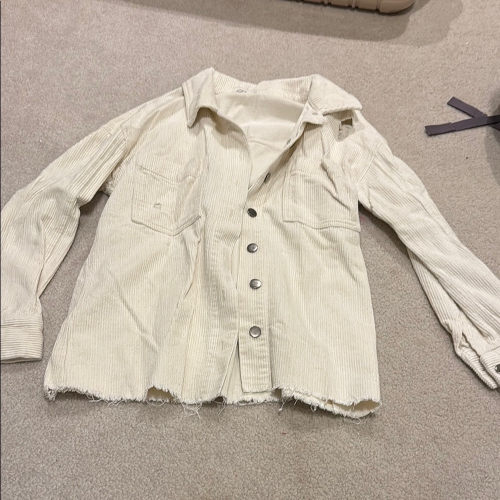 Cream Corduroy Button-Up Shirt